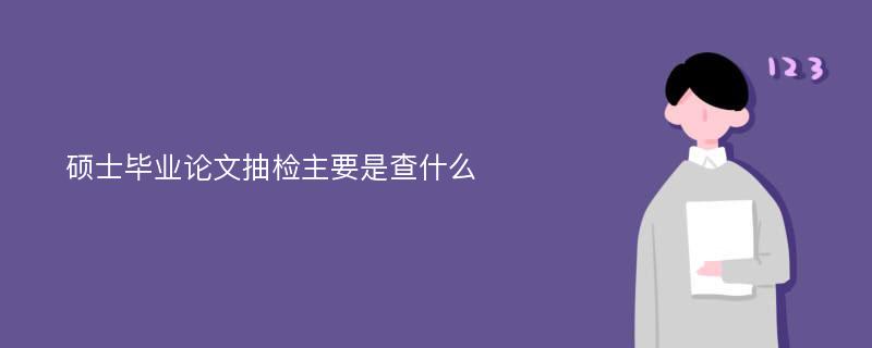 硕士毕业论文抽检主要是查什么