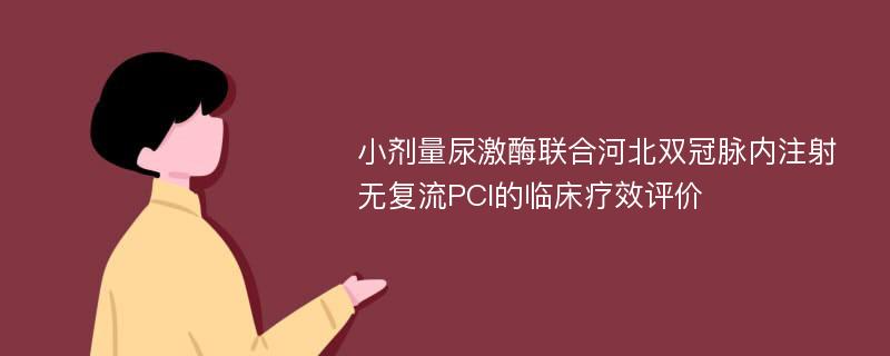 小剂量尿激酶联合河北双冠脉内注射无复流PCI的临床疗效评价