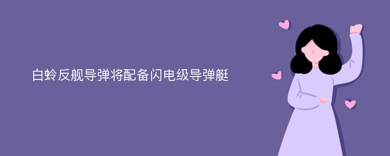 白蛉反舰导弹将配备闪电级导弹艇