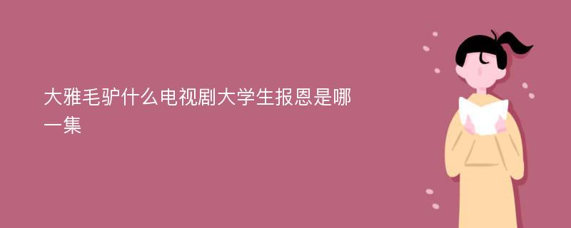 大雅毛驴什么电视剧大学生报恩是哪一集