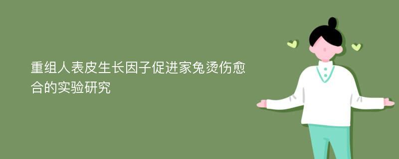 重组人表皮生长因子促进家兔烫伤愈合的实验研究