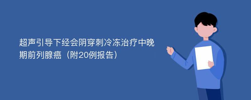 超声引导下经会阴穿刺冷冻治疗中晚期前列腺癌（附20例报告）