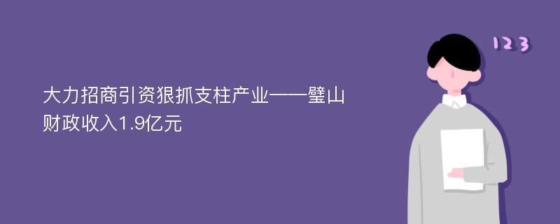 大力招商引资狠抓支柱产业——璧山财政收入1.9亿元