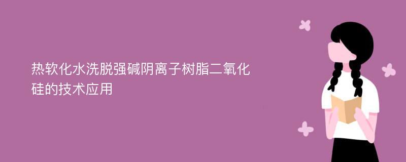 热软化水洗脱强碱阴离子树脂二氧化硅的技术应用