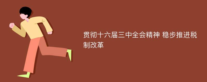 贯彻十六届三中全会精神 稳步推进税制改革